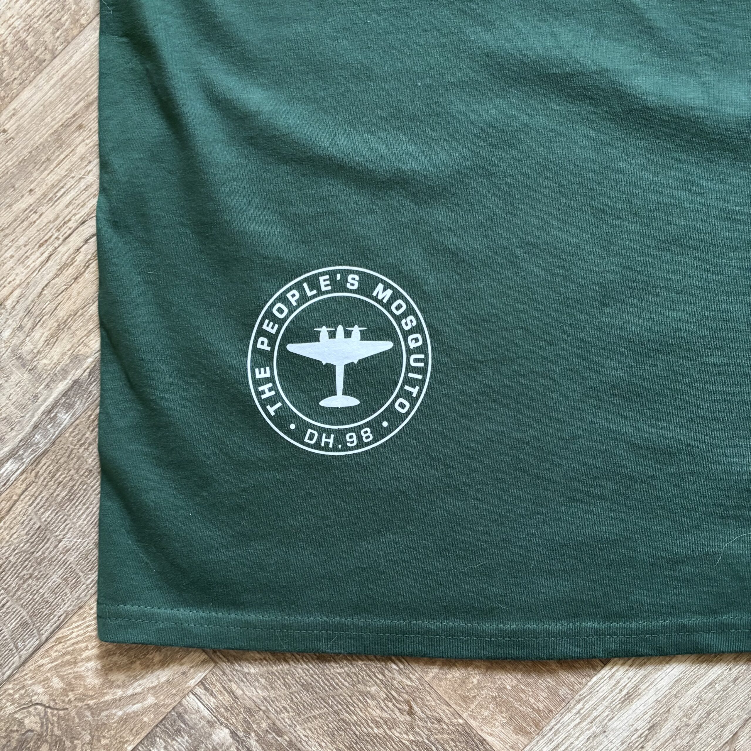 Colin Bell Mosquito! “Everything the Spitfire could do, but with two engines.” T-Shirt - Green - Image 2